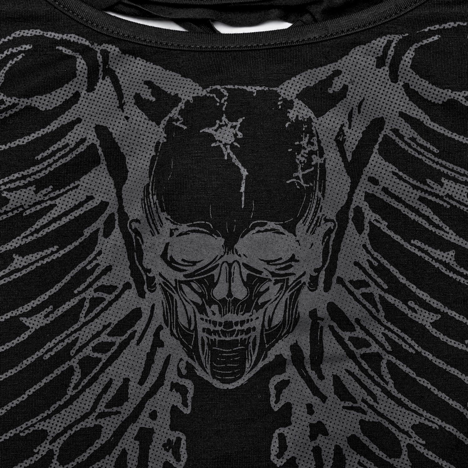 Camiseta Gótica de Esqueleto con Espalda de Anillas