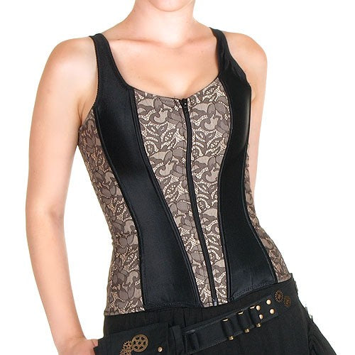 Corset Negro / Marrón Brocado