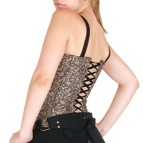 Corset Negro / Marrón Brocado
