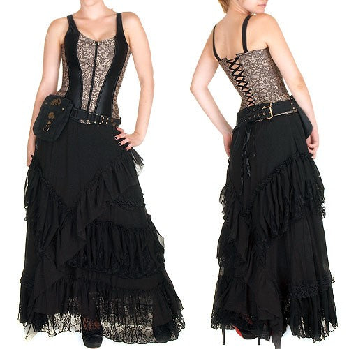 Corset Negro / Marrón Brocado