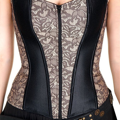 Corset Negro / Marrón Brocado