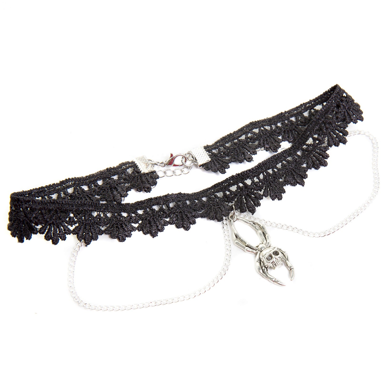Choker Guipur y Cadena con Araña Calavera