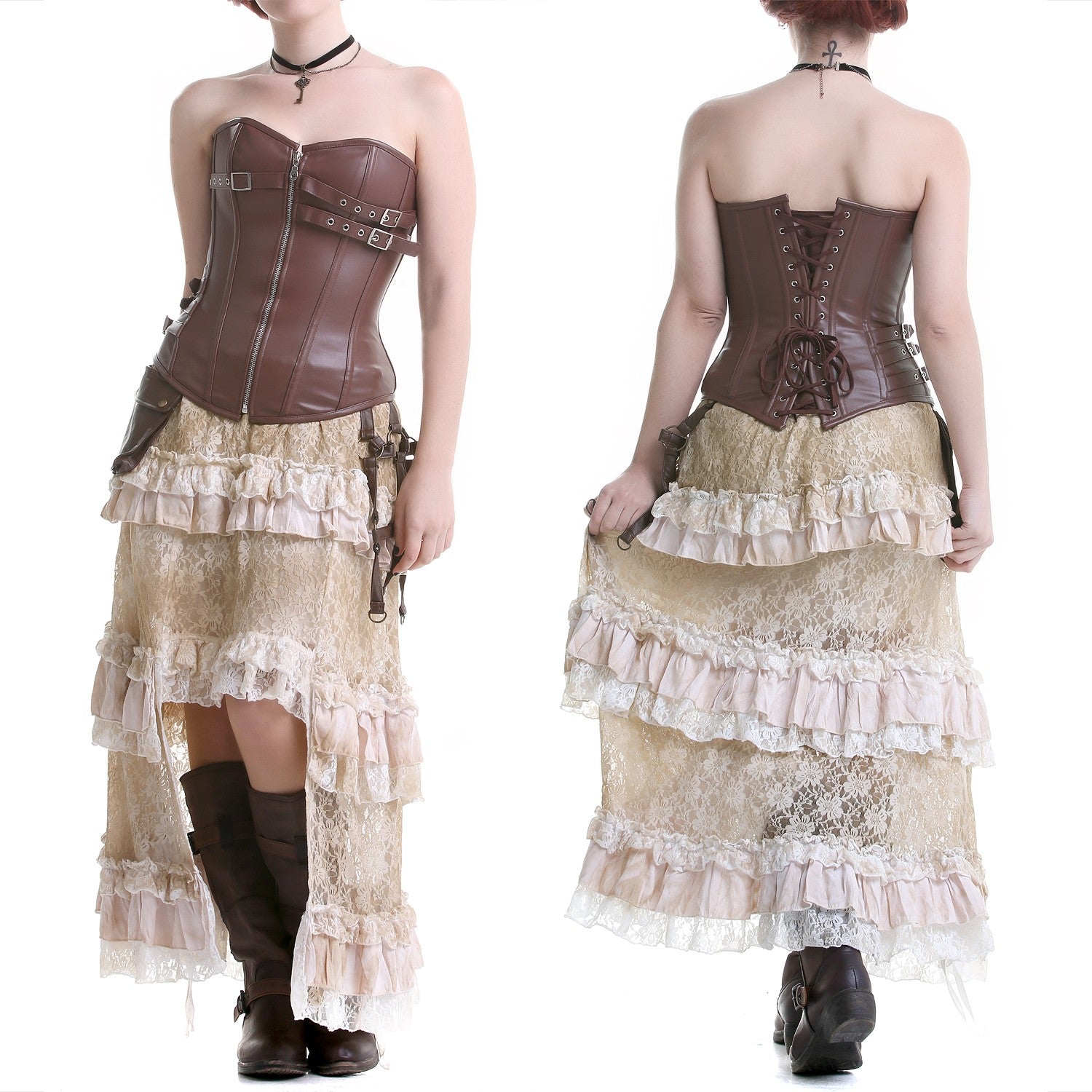 Corset Marrón con Cremallera