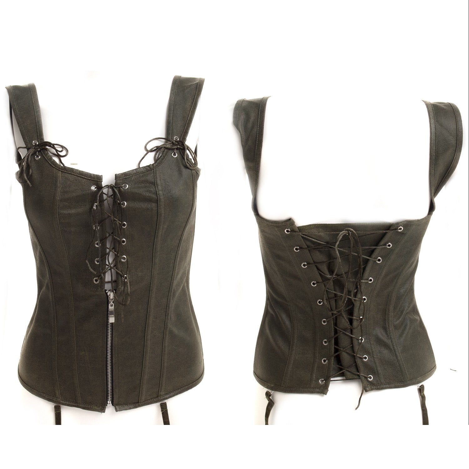 Corset Verde con Tirantes y Cremallera