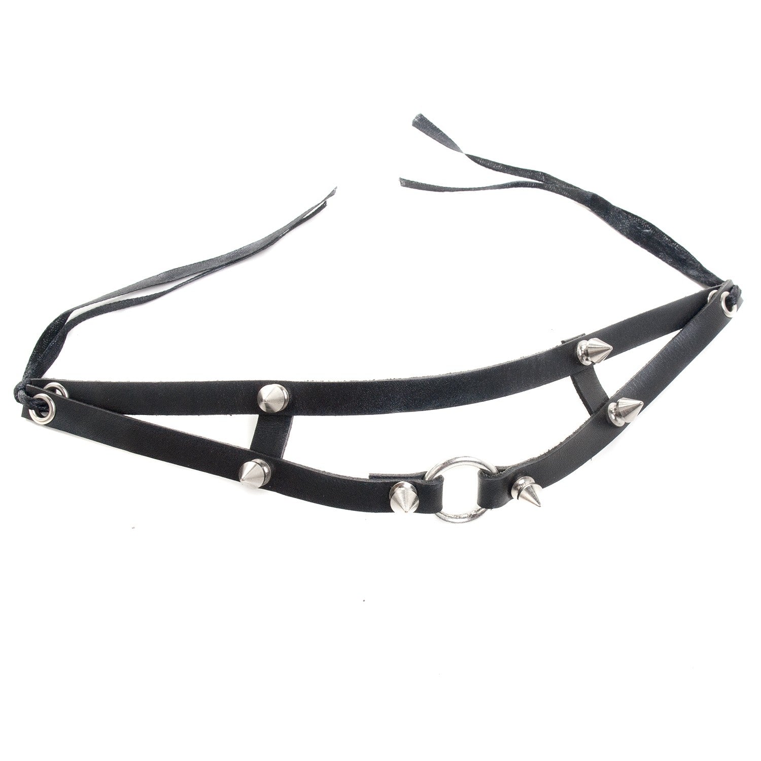Collar Tipo Arnés con Aro y Tachuelas de Pico