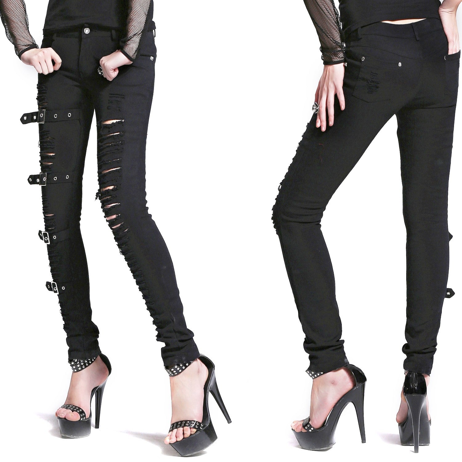 PANTALON TEJANO NEGRO CON ROTOS