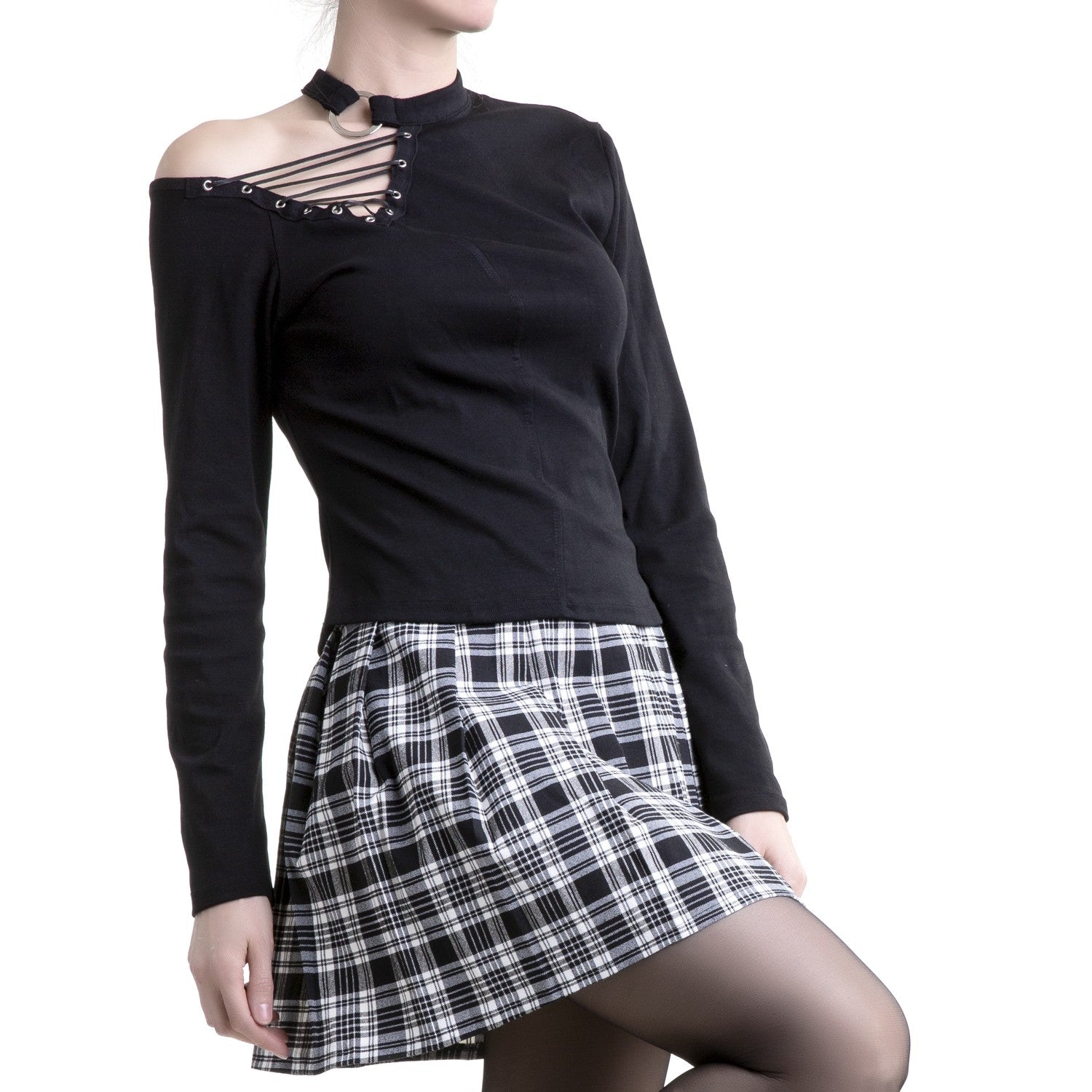 FALDA TARTAN BLANCA