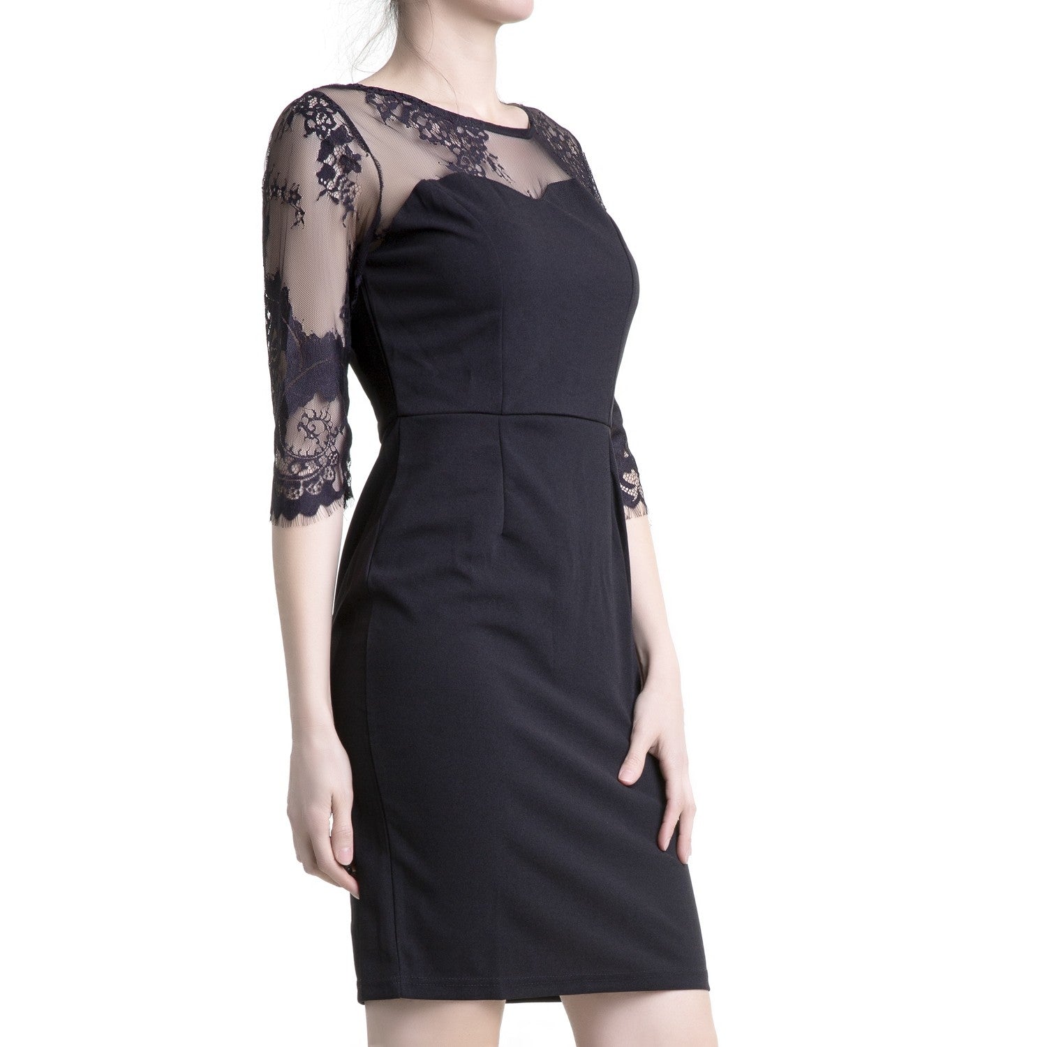 VESTIDO MEDIA MANGA CON ENCAJE