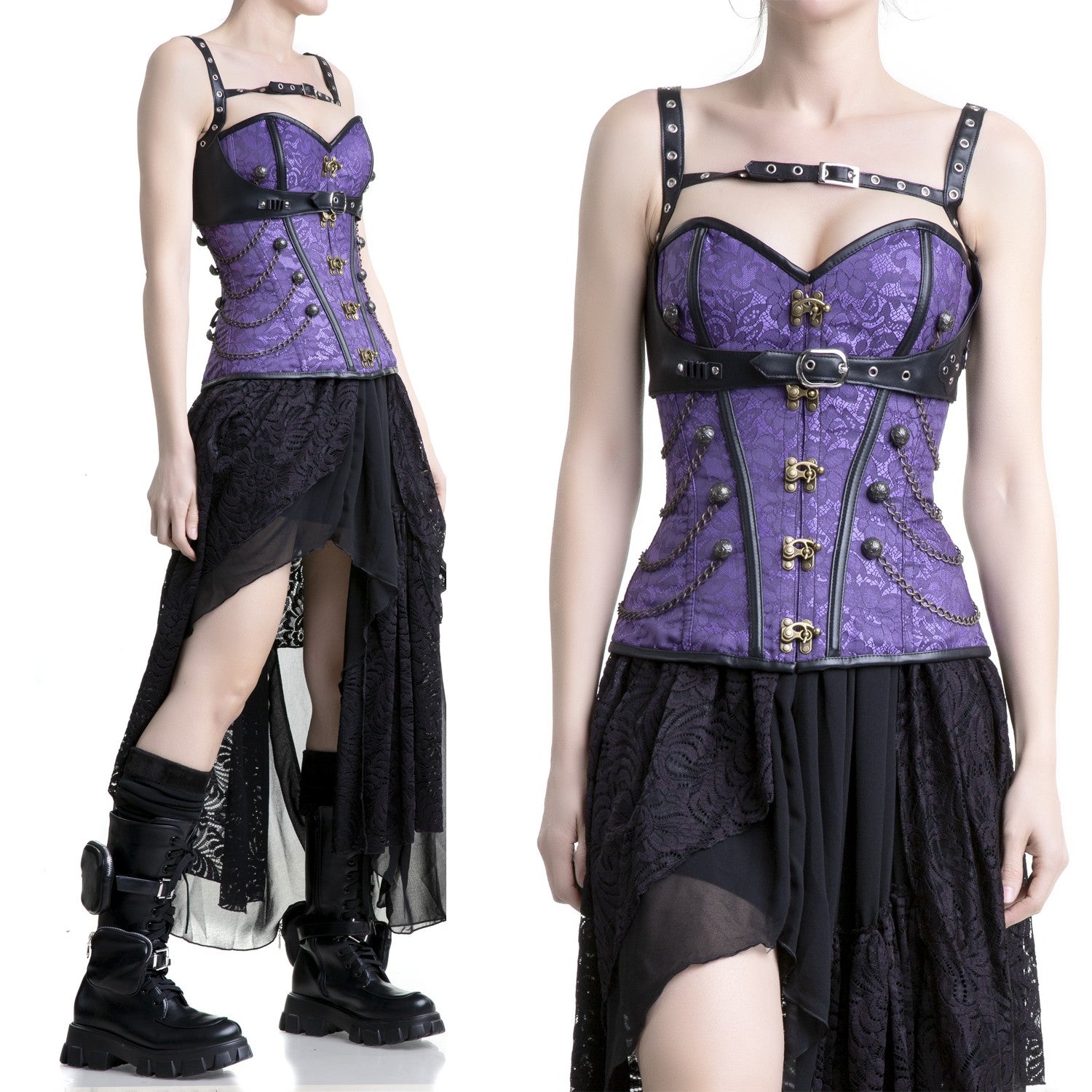 CORSET LILA CON CADENAS