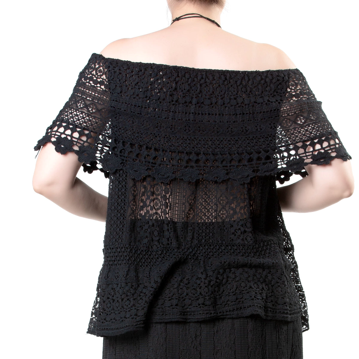 Blusa Crochet Bardot con Hombros Descubiertos