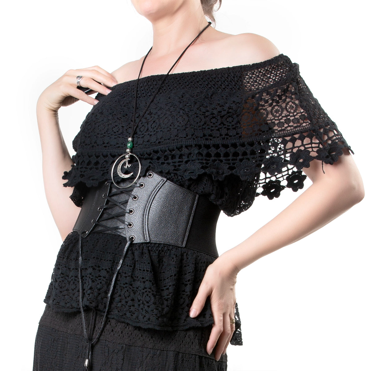 Blusa Crochet Bardot con Hombros Descubiertos