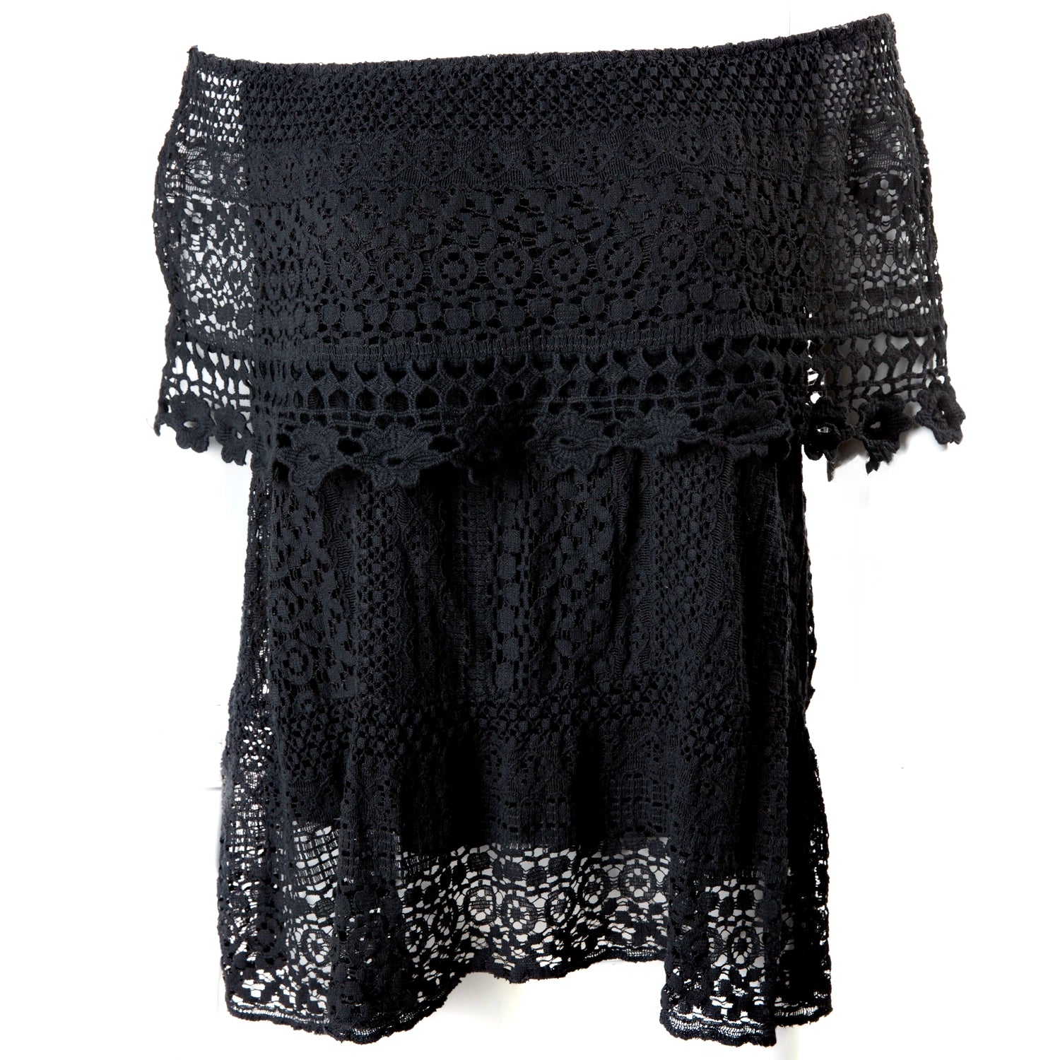 Blusa Crochet Bardot con Hombros Descubiertos