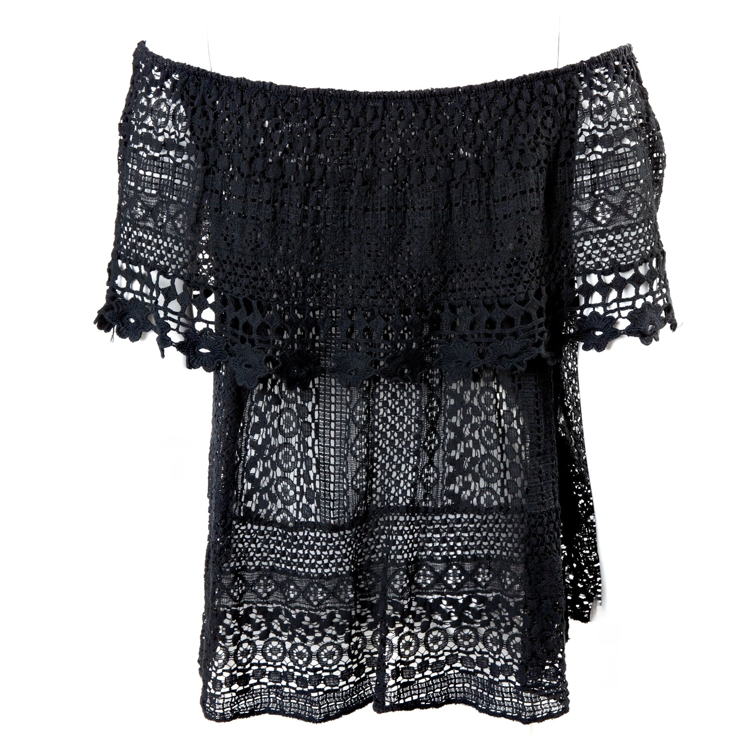 Blusa Crochet Bardot con Hombros Descubiertos