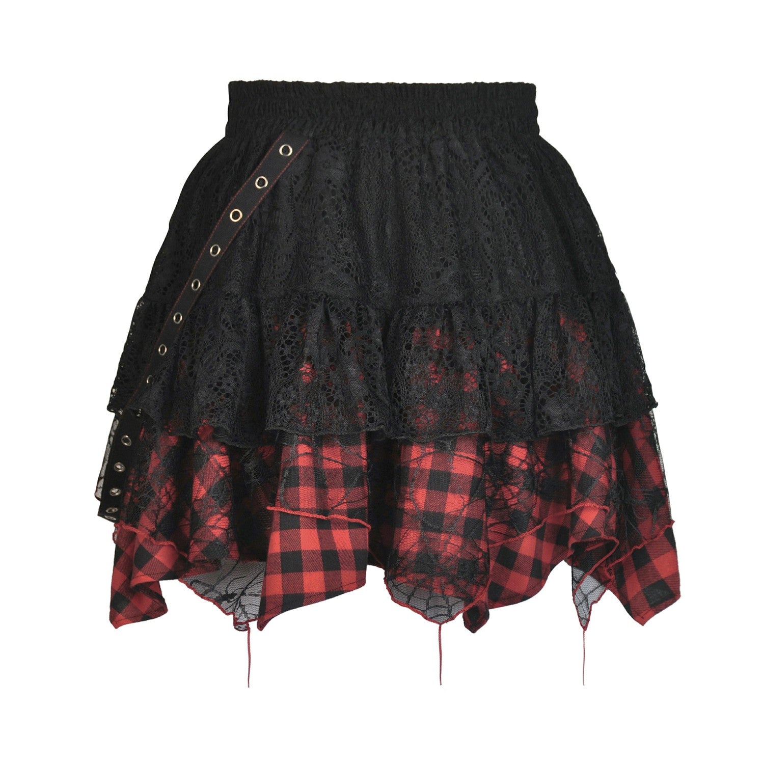 Falda con Tartán Rojo y Negro
