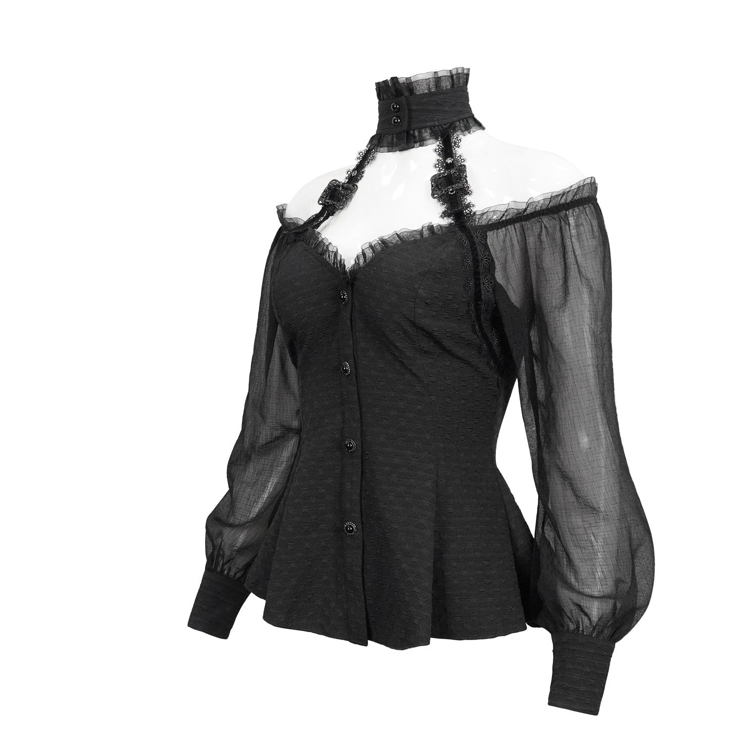 Camisa Negra con Hombros Abiertos