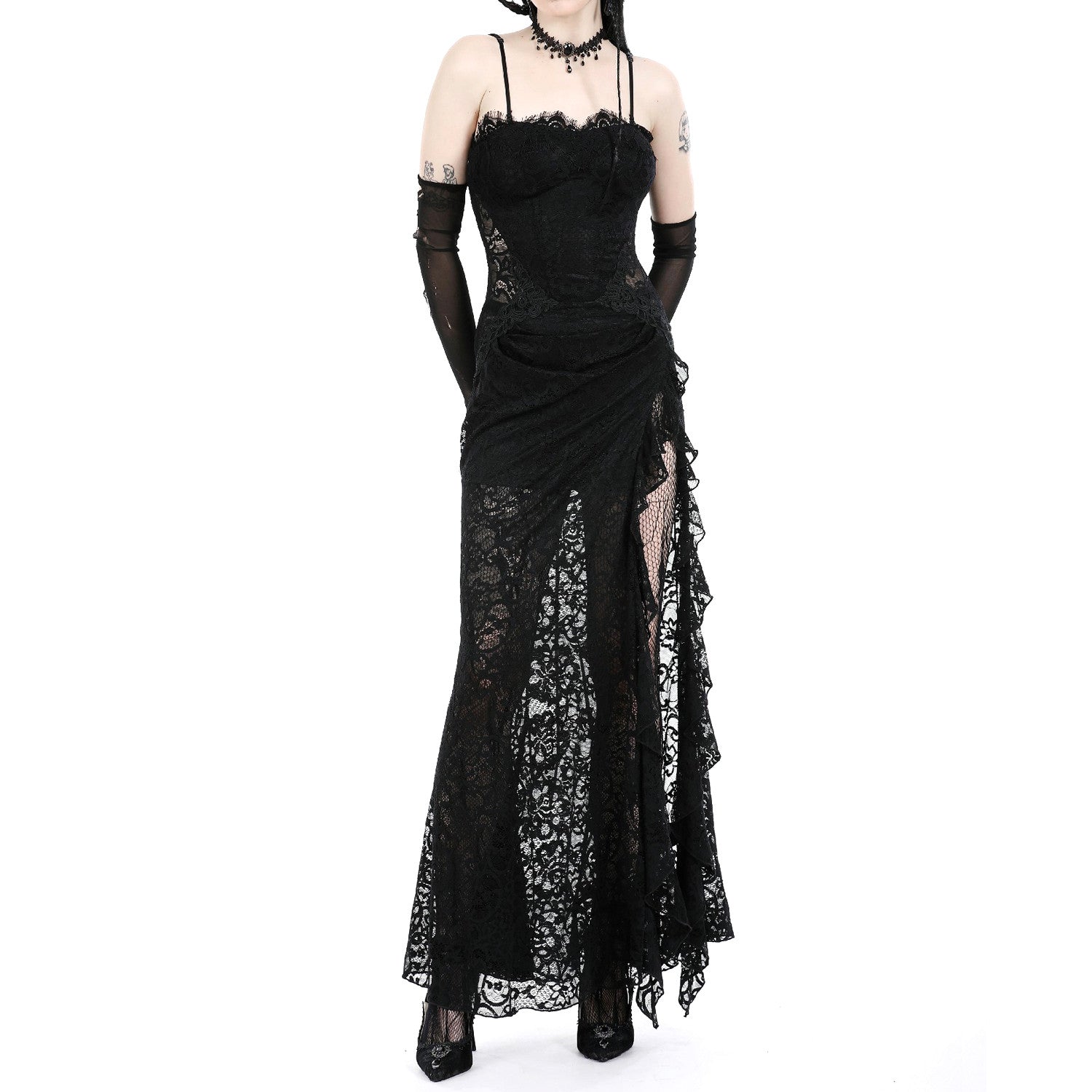 Vestido Transparente de Encaje