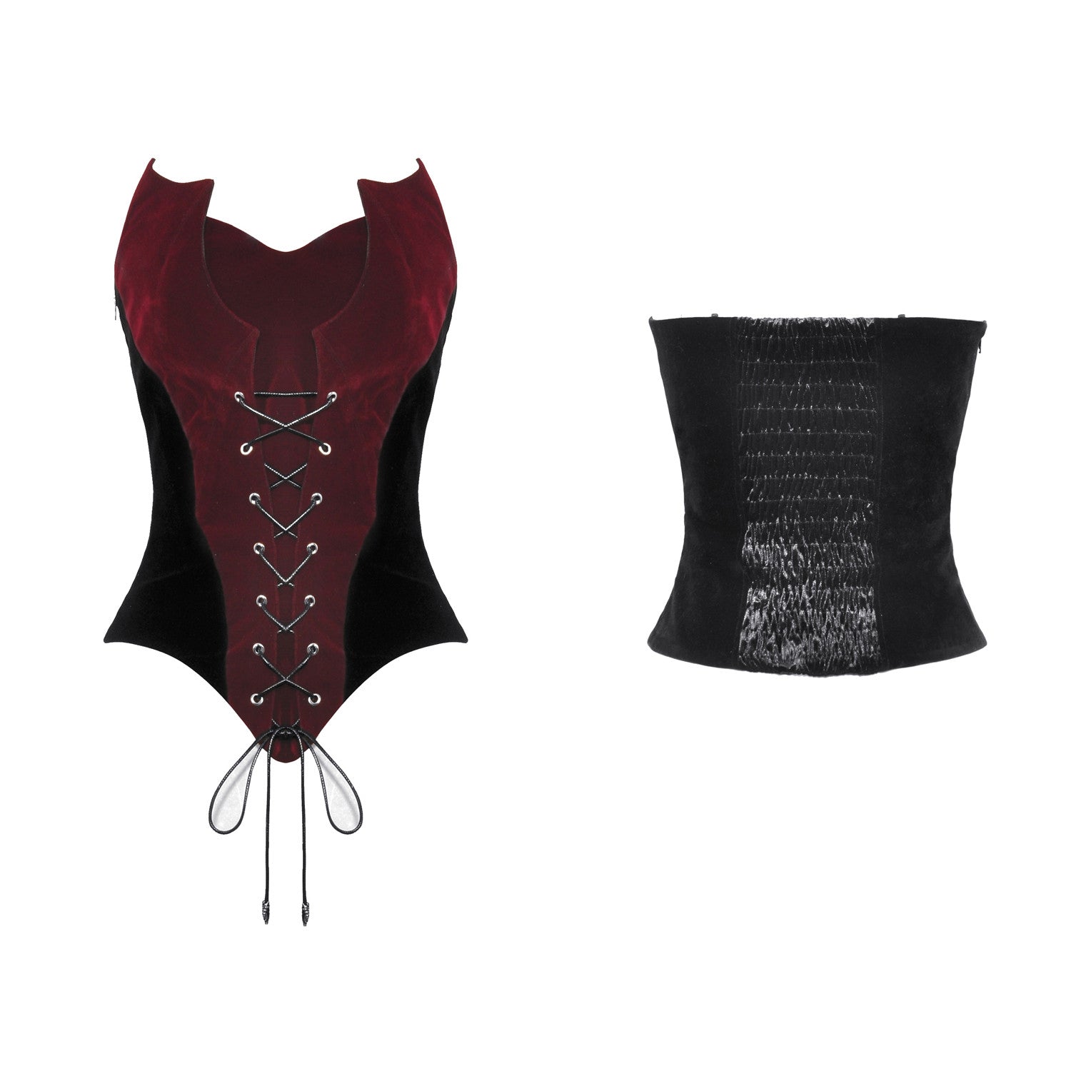 Top de Terciopelo Rojo y Negro
