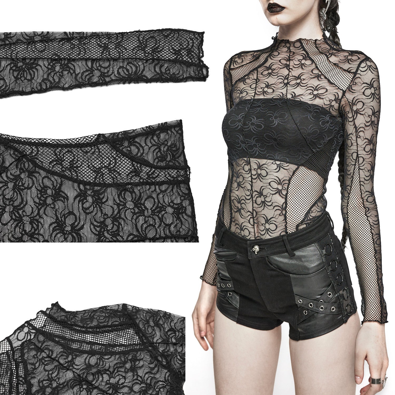 Transparent T-shirt with Spiders