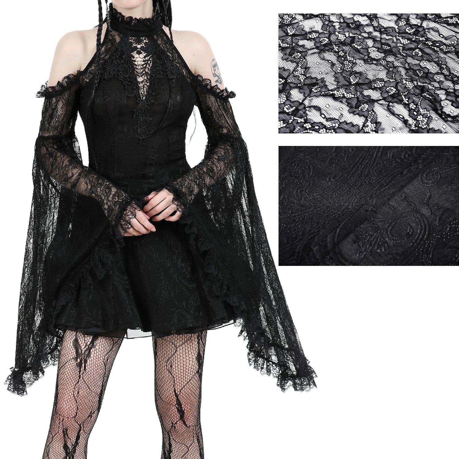 Vestido con Mangas de Encaje