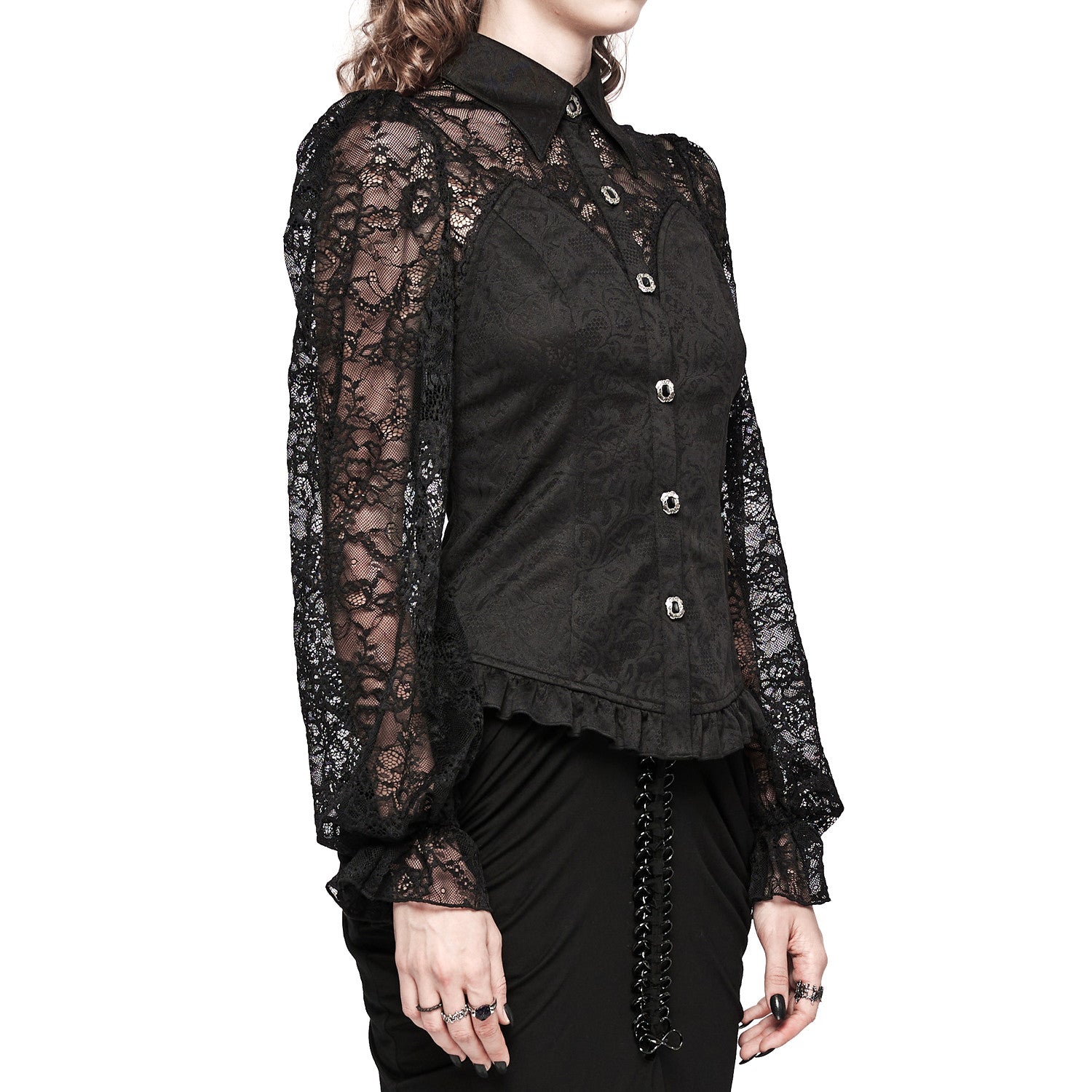 Camisa con Mangas de Encaje