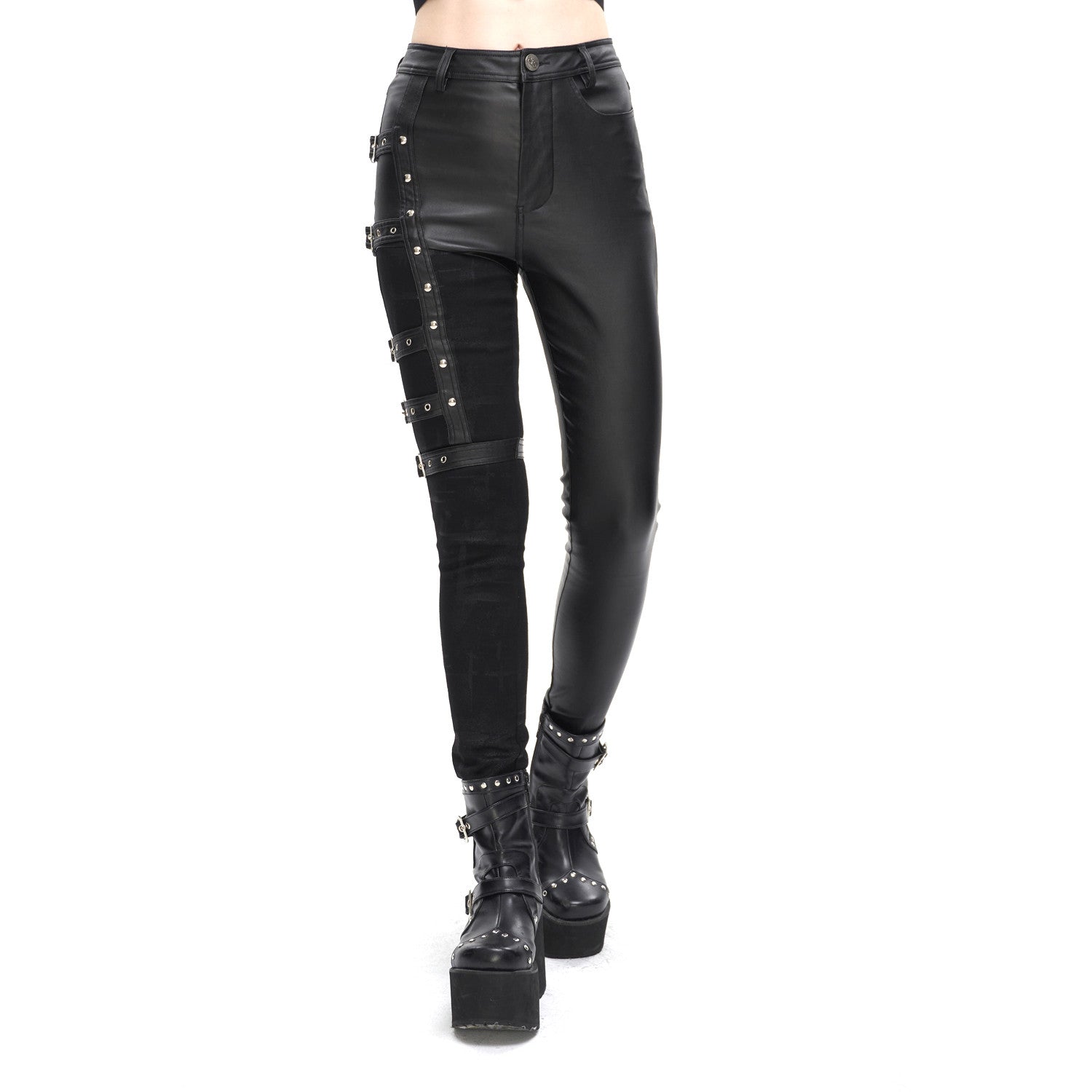Asymmetrical Pants with Buckles