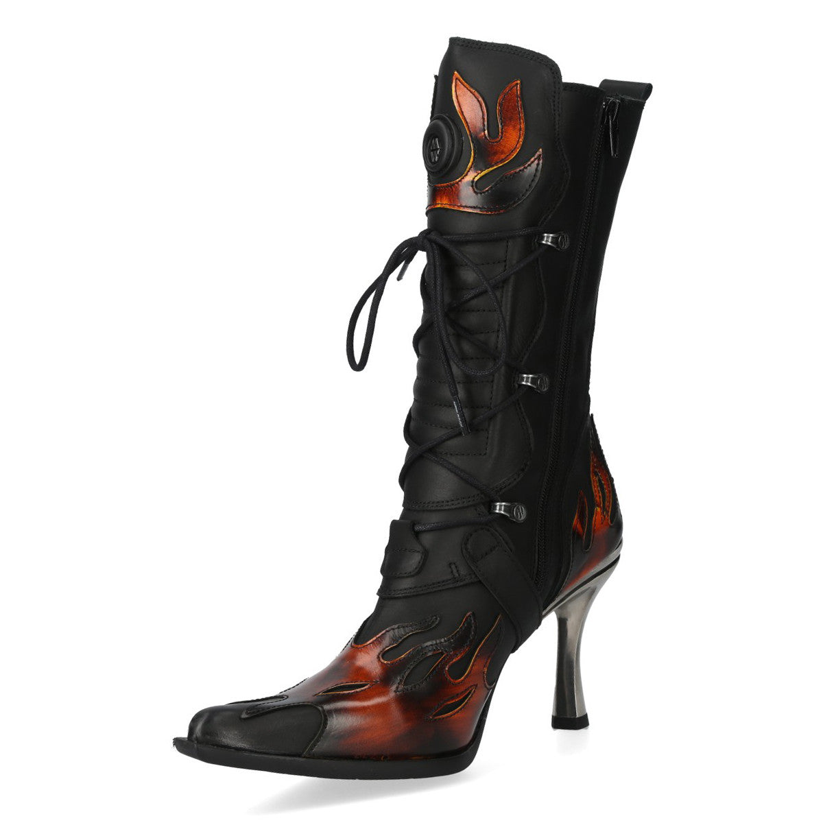 Botas New Rock con Llamas y Hebillas