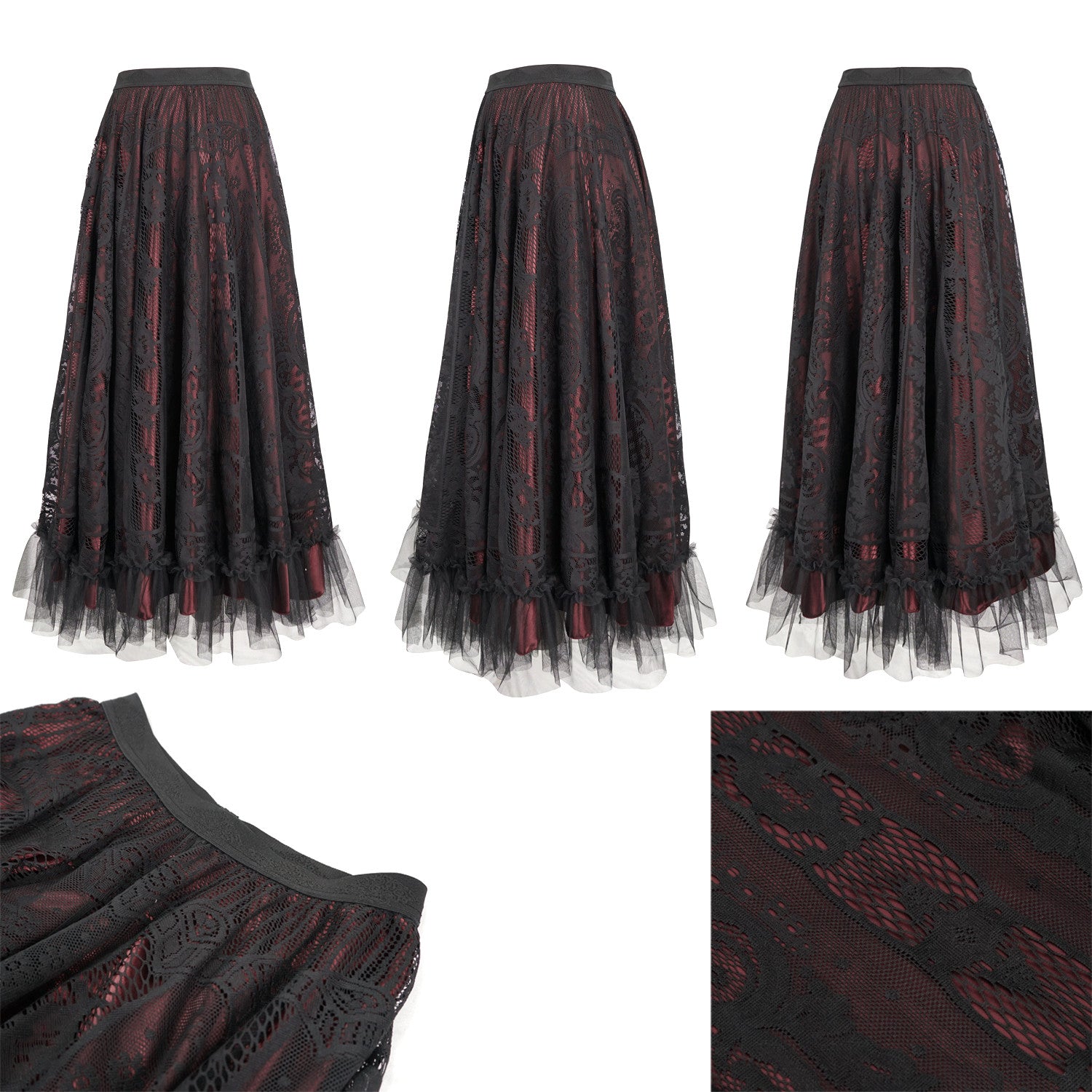 Red Skirt with Black Lace