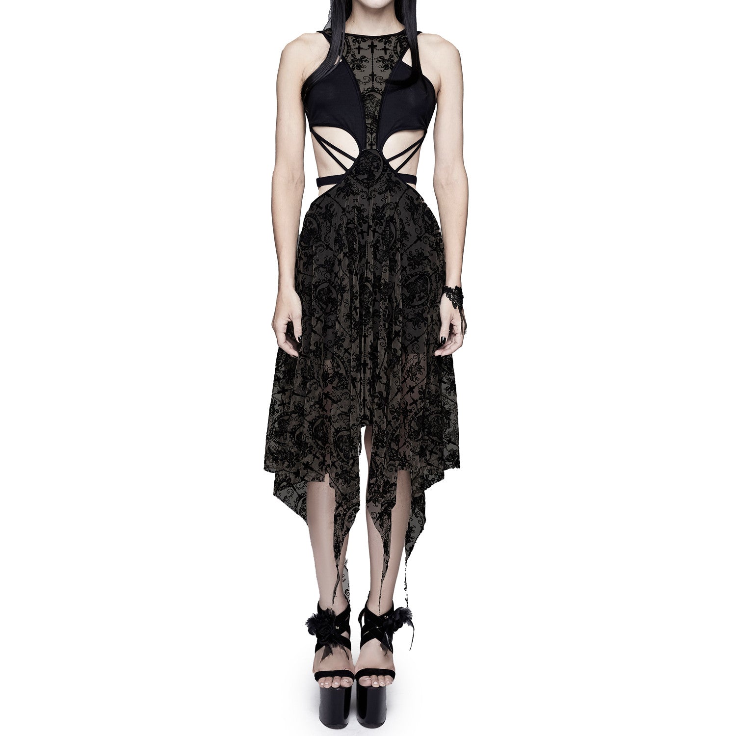 Shadow Bloom Asymmetrical Dress