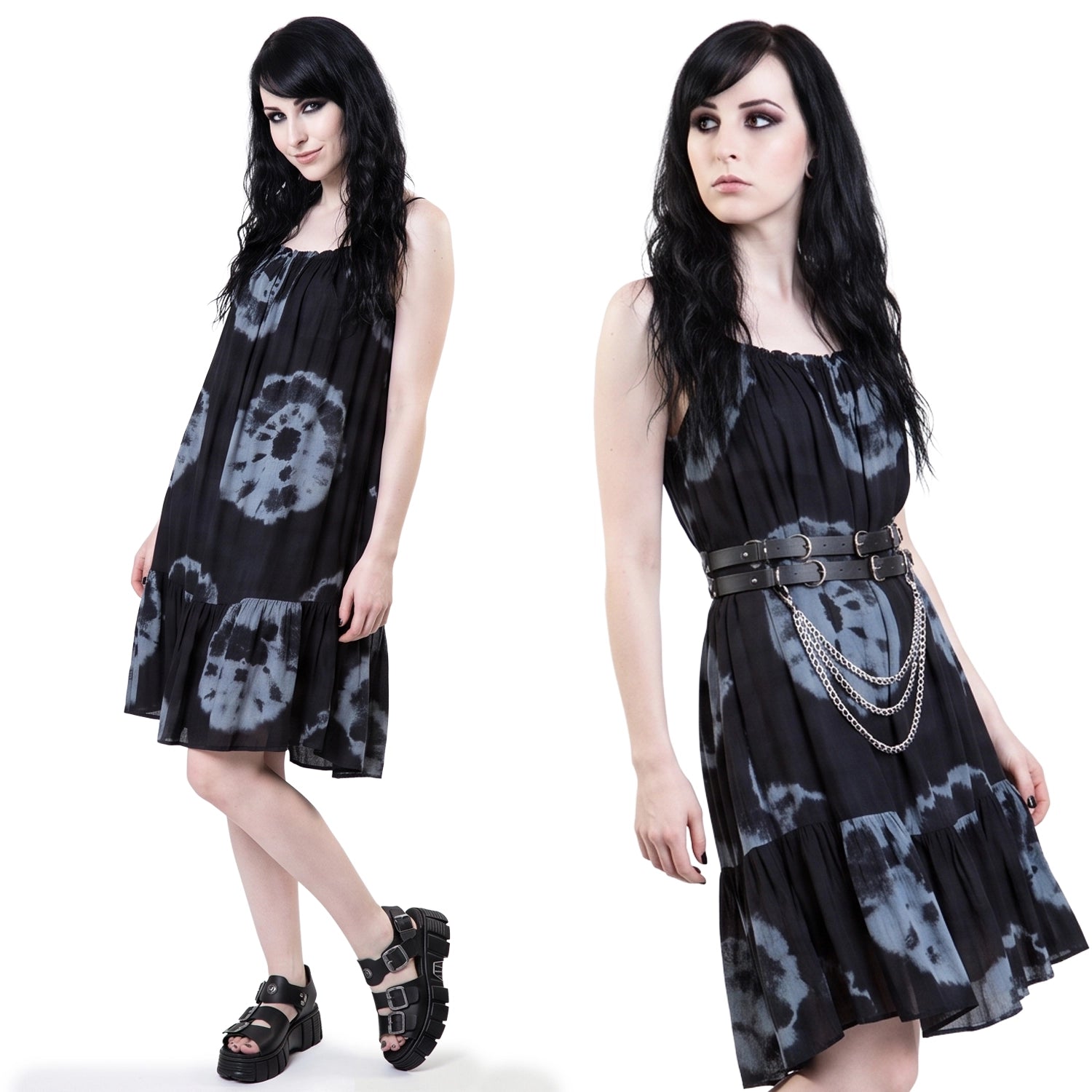 Vestido Tie-Dye Negro y Gris de Viscosa