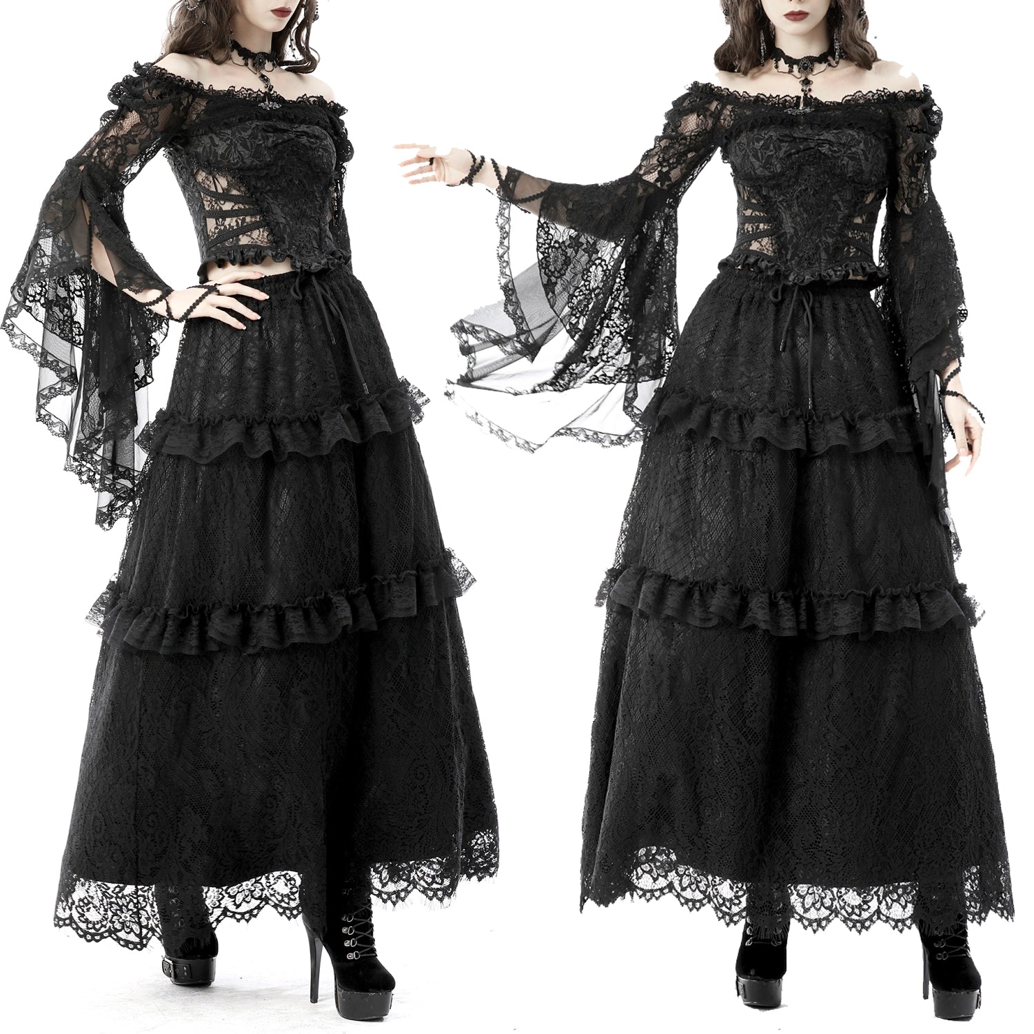 Bolero de Encaje Floral con Mangas Acampanadas