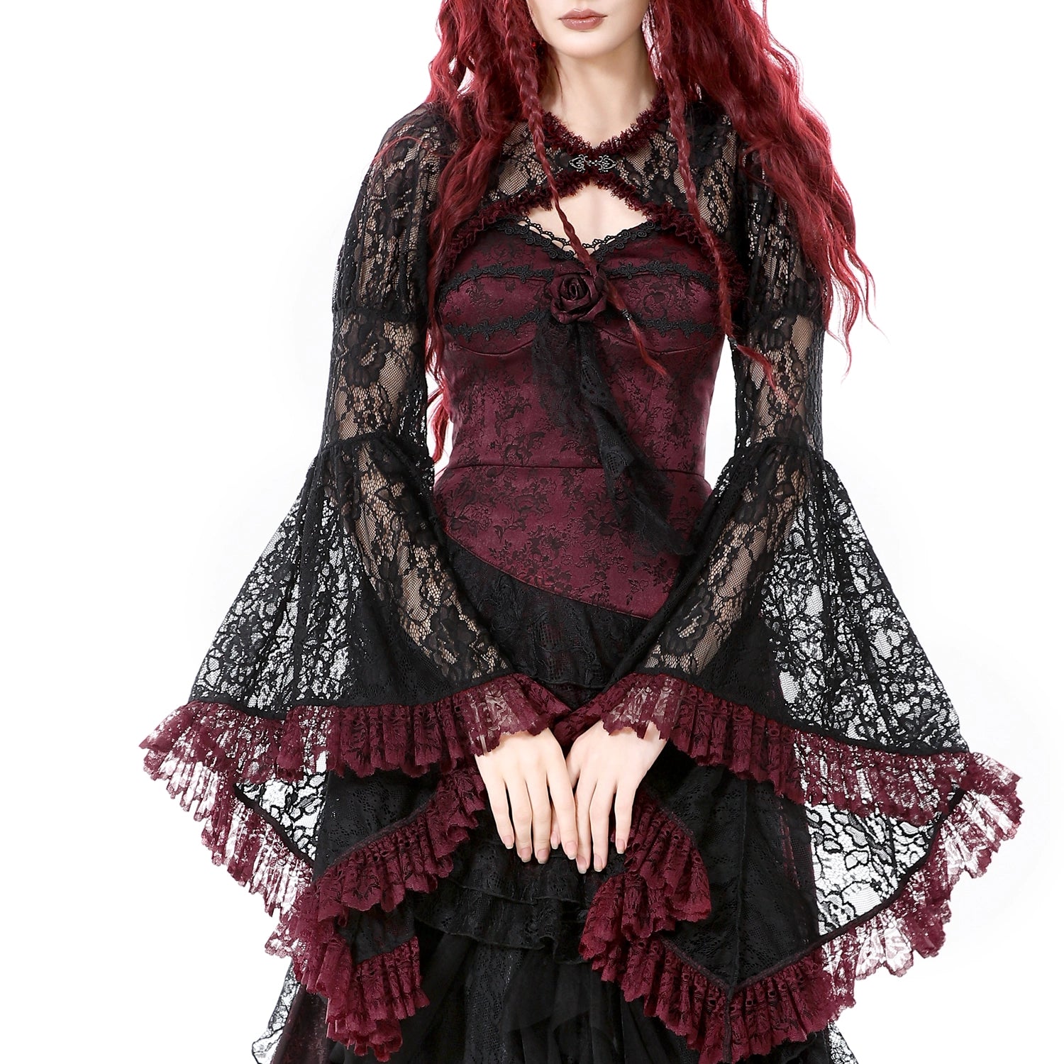 Bolero Renda Preto Manga Comprida Sino | Gótico Dark