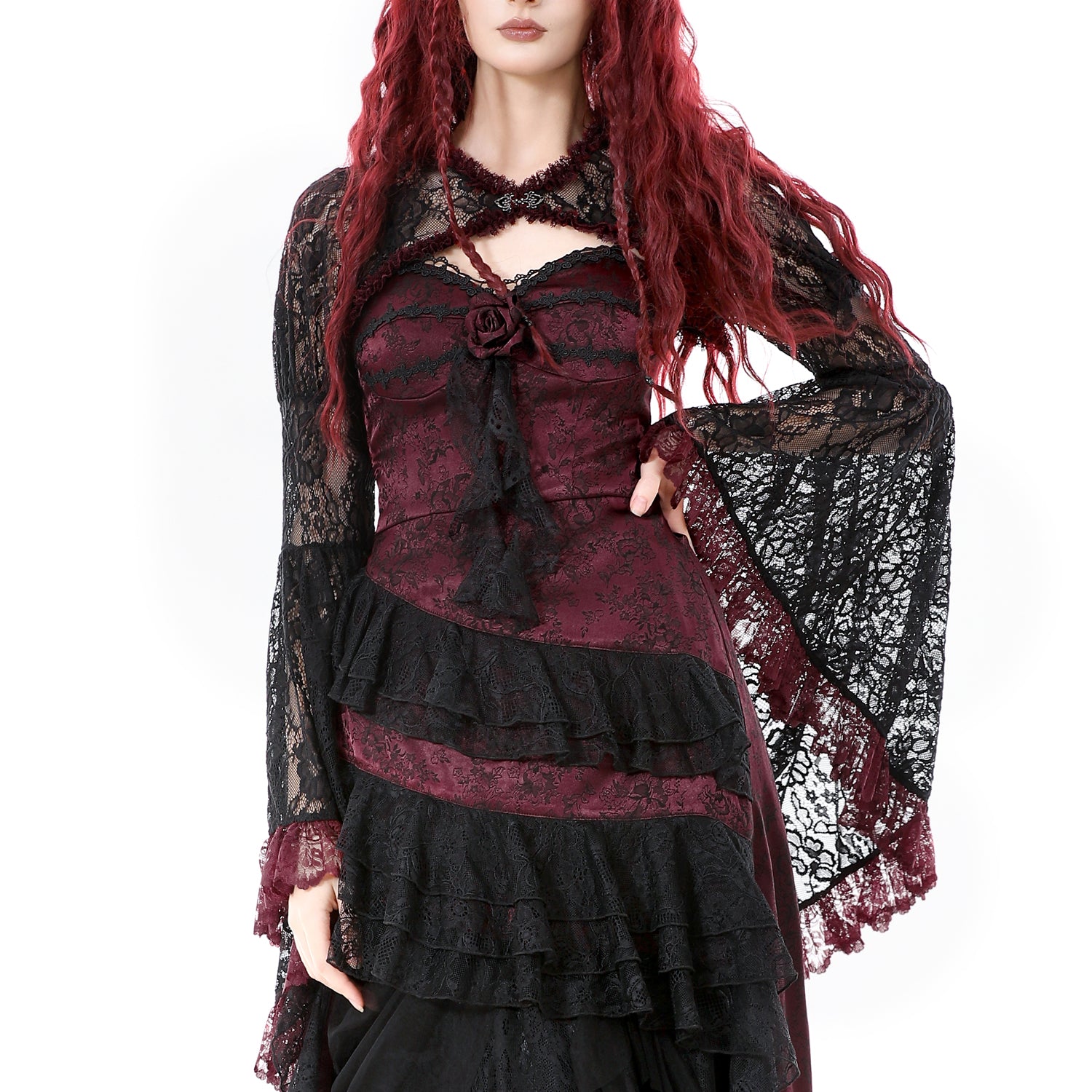 Bolero Renda Preto Manga Comprida Sino | Gótico Dark