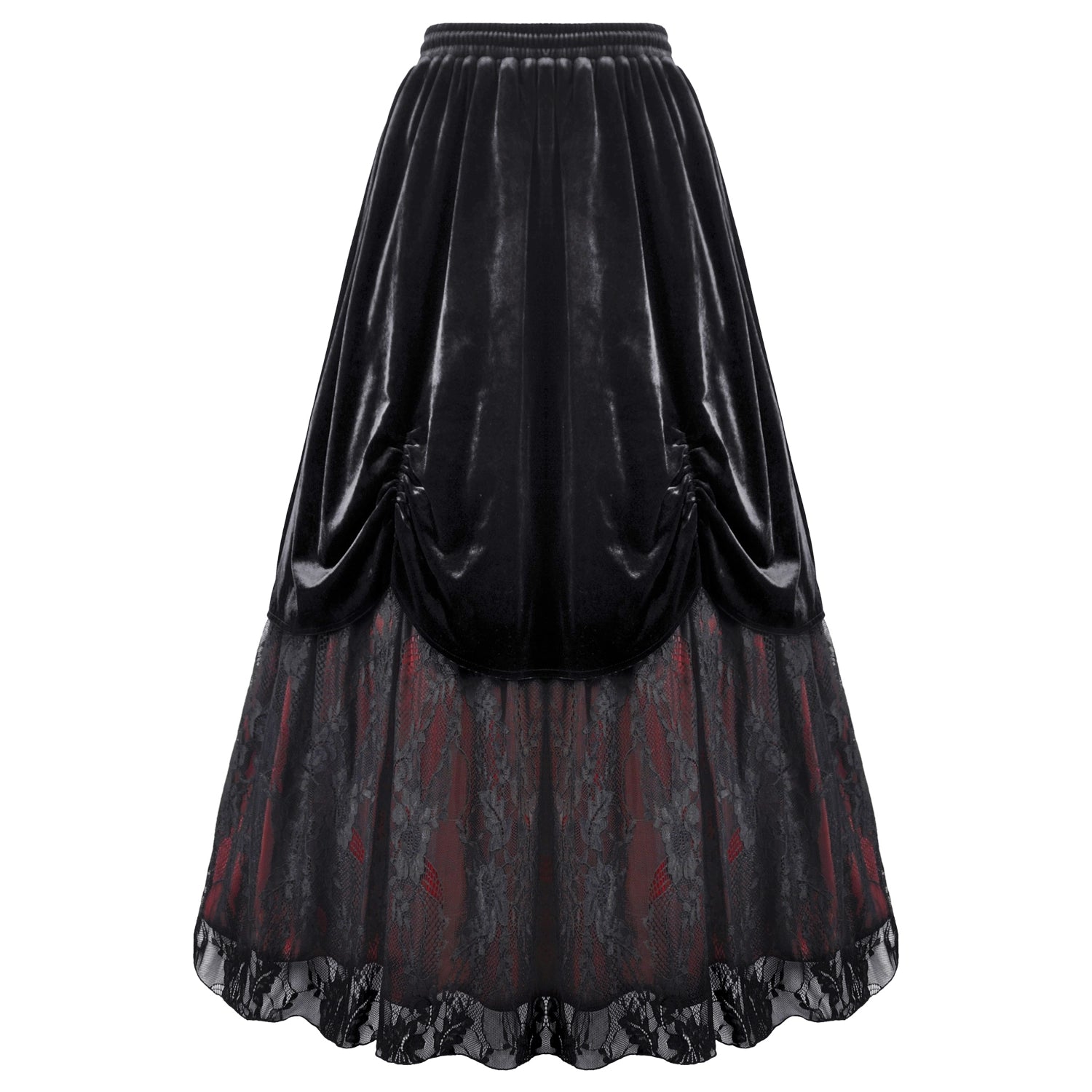 Falda Larga Victoriana de Terciopelo y Encaje