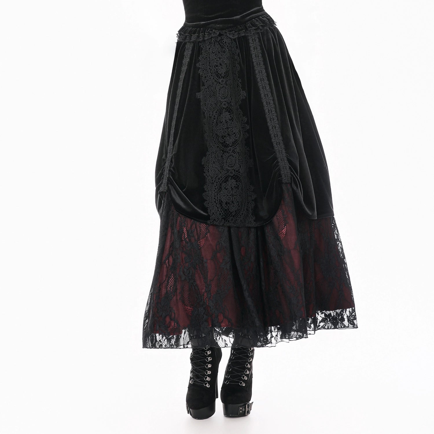 Falda Larga Victoriana de Terciopelo y Encaje