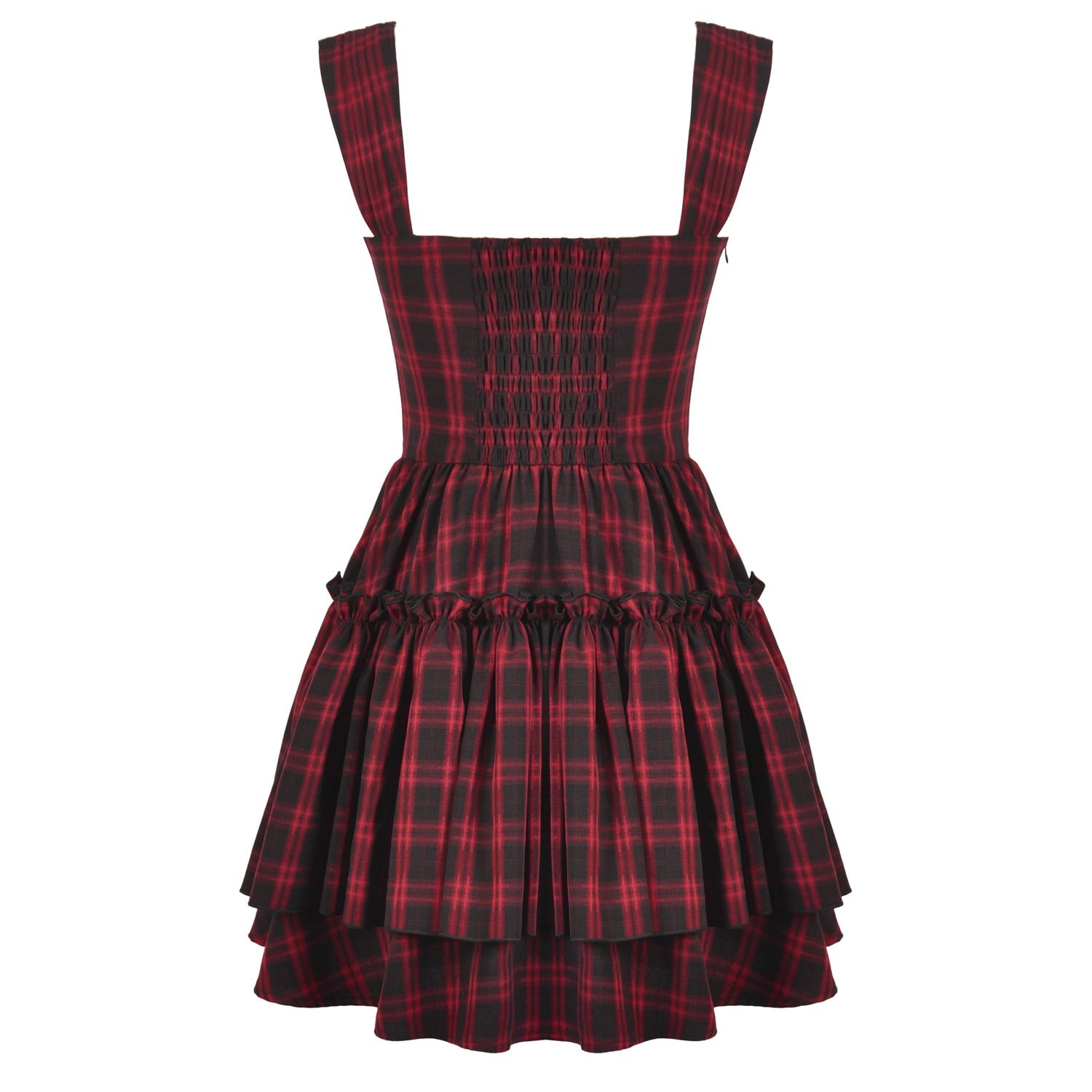 Vestido de Cuadros Tartán Rojo y Doble Corsé