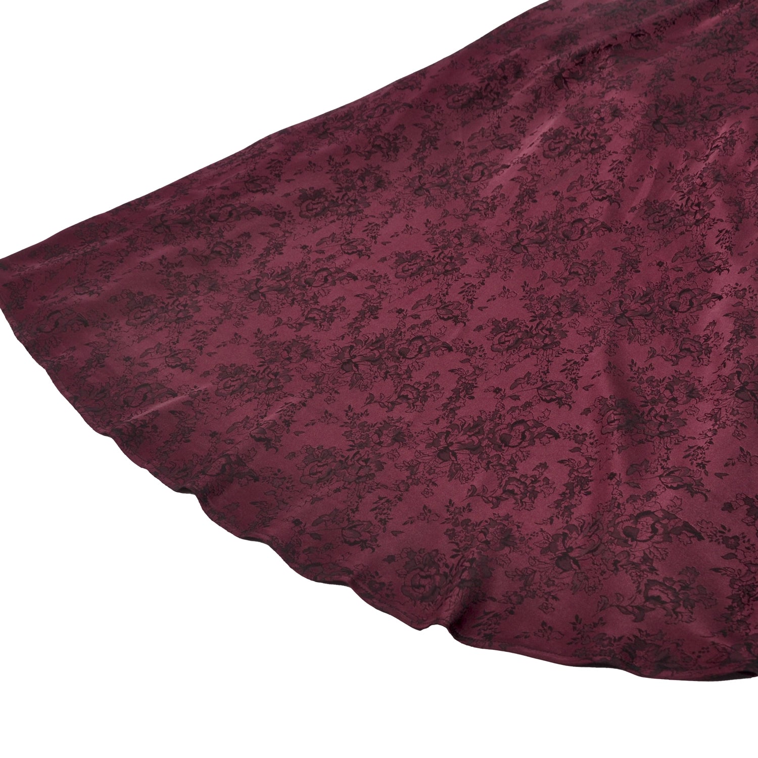 Vestido Largo Bordô Gótico | Folhos Assimétricos