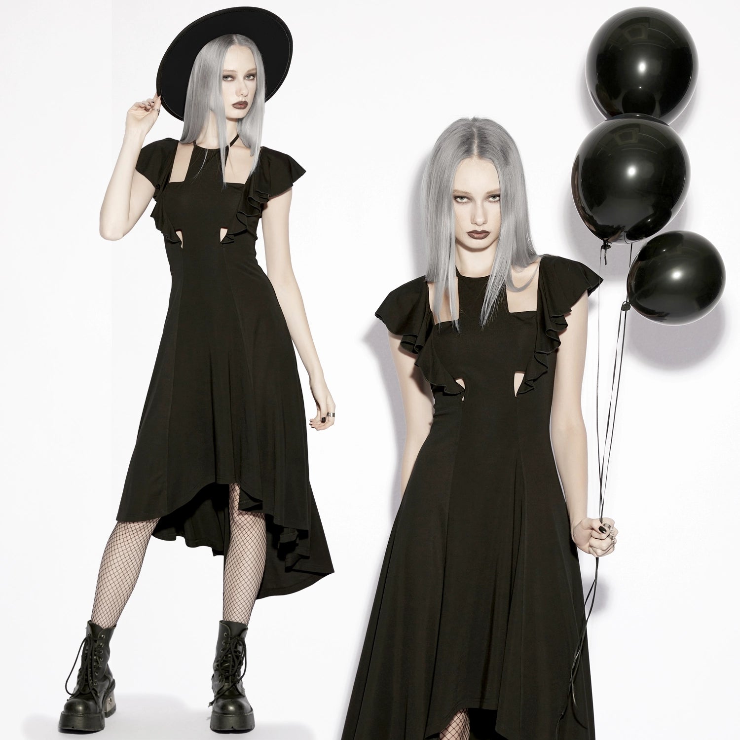 Vestido Midi Asimétrico con Cut-outs