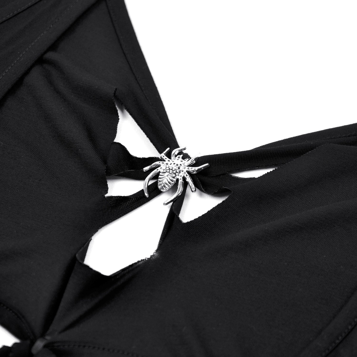 Top Gótico Negro con Dije de Araña y Escote Calado