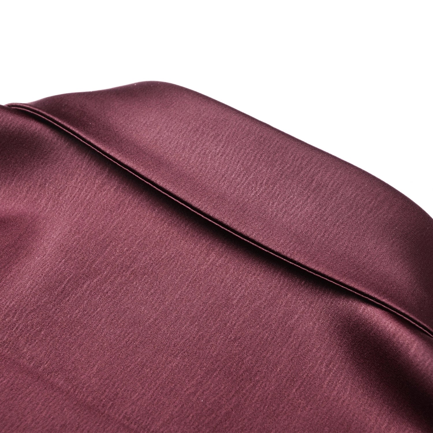 Camisa Burdeos de Satén con Volantes y Lazadas