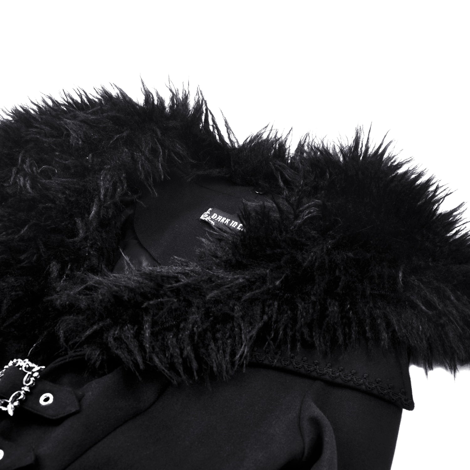 Abrigo Largo con Cuello de Pelo y Lazada Trasera