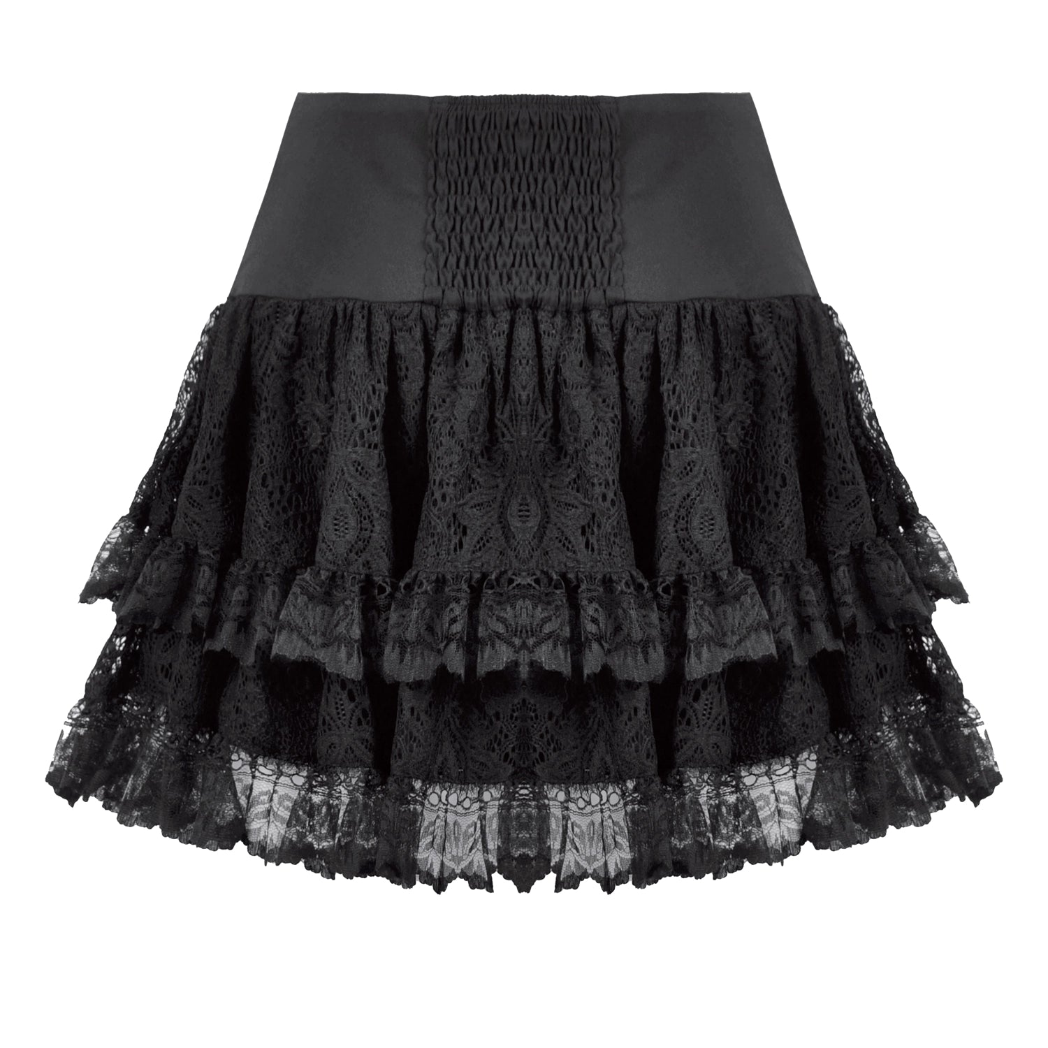 Minissaia Gótica Renda com Folhos e Fivela