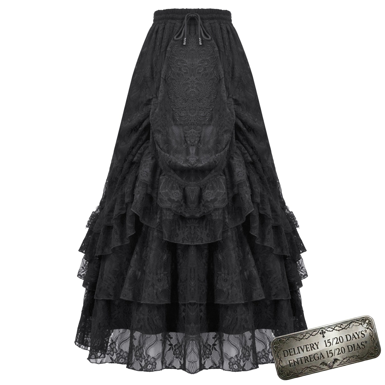 Long Gothic Lace Skirt with Ruffles