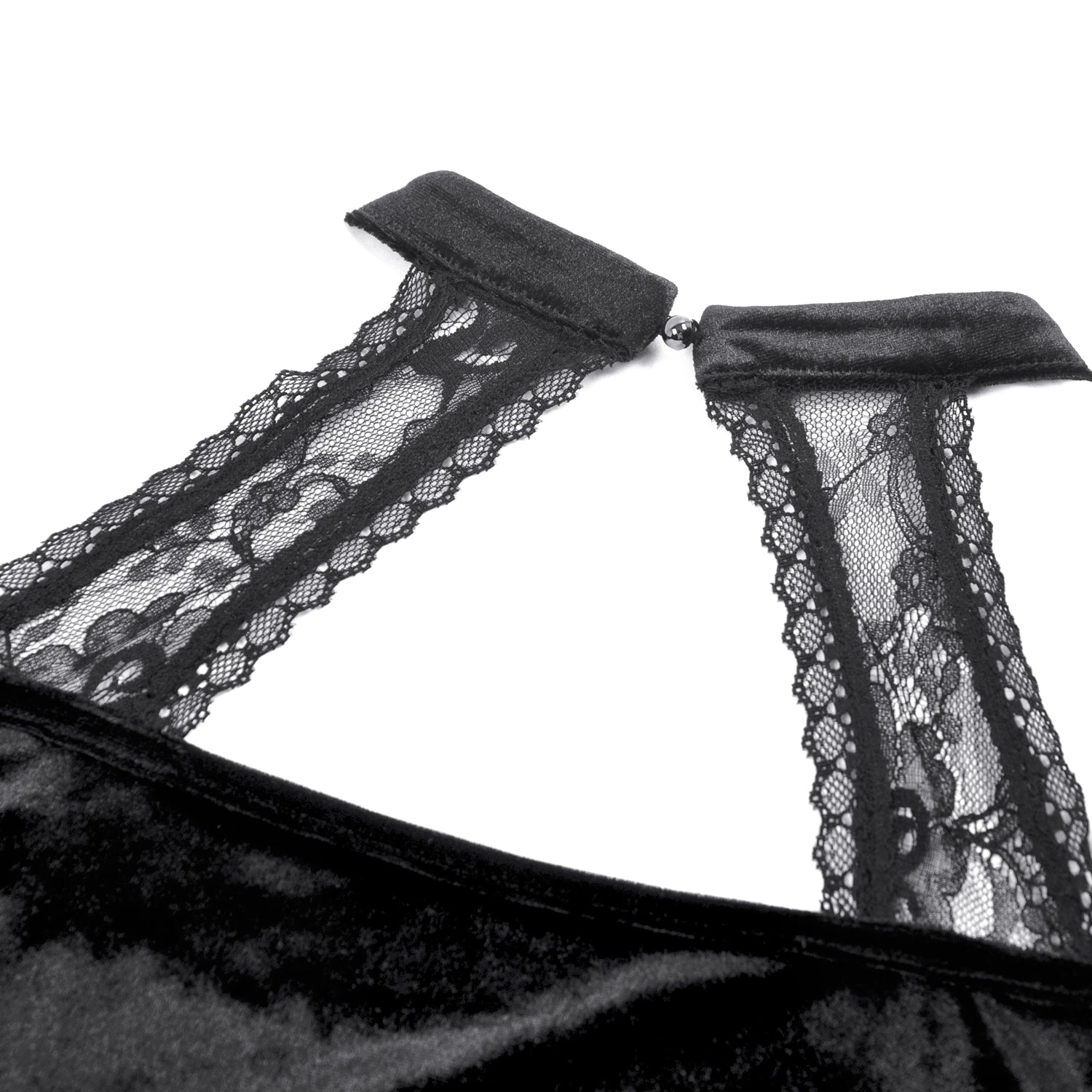 Top gótico de veludo com renda e mangas sino