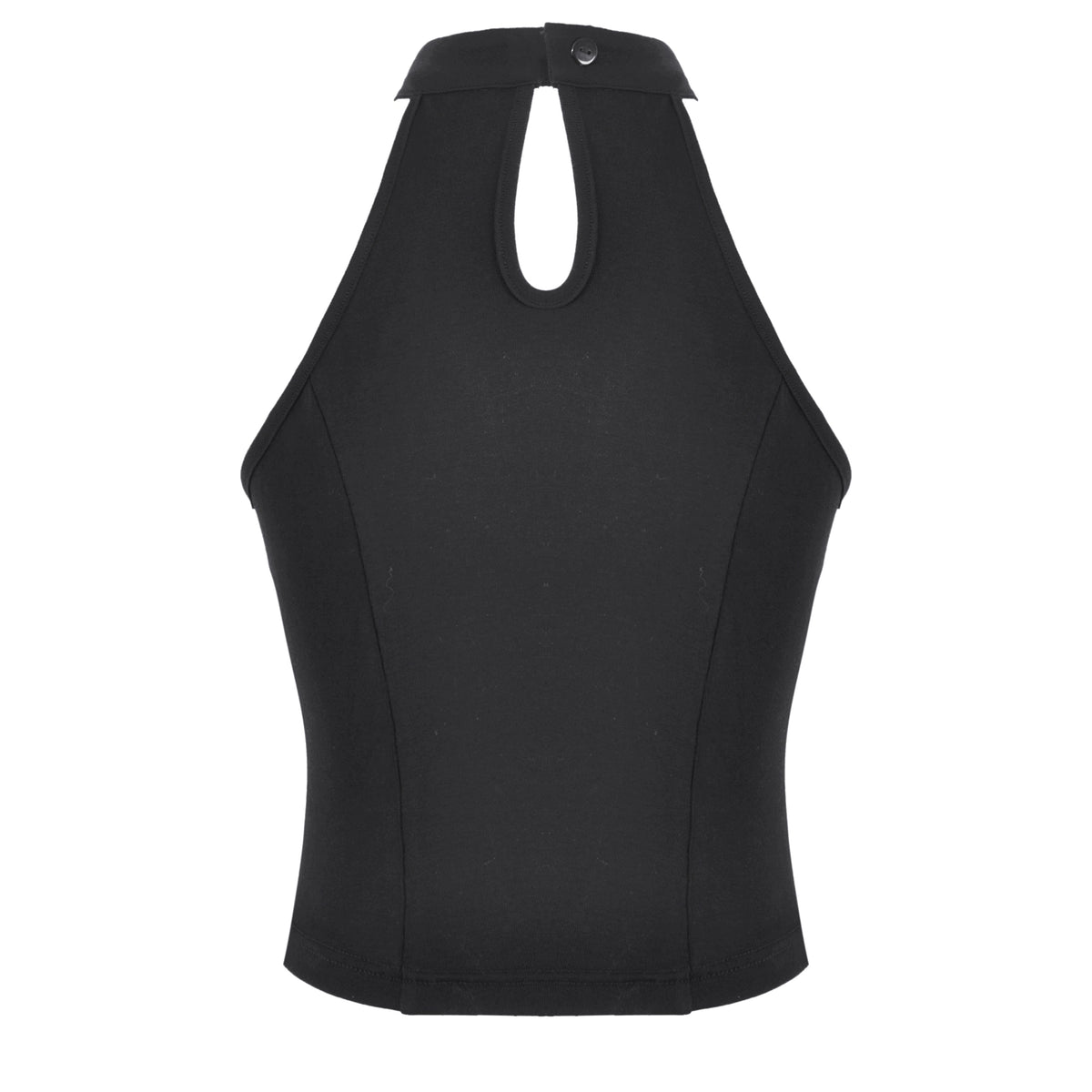 Crop Top Halter con Cruz, Rejilla y Hebillas