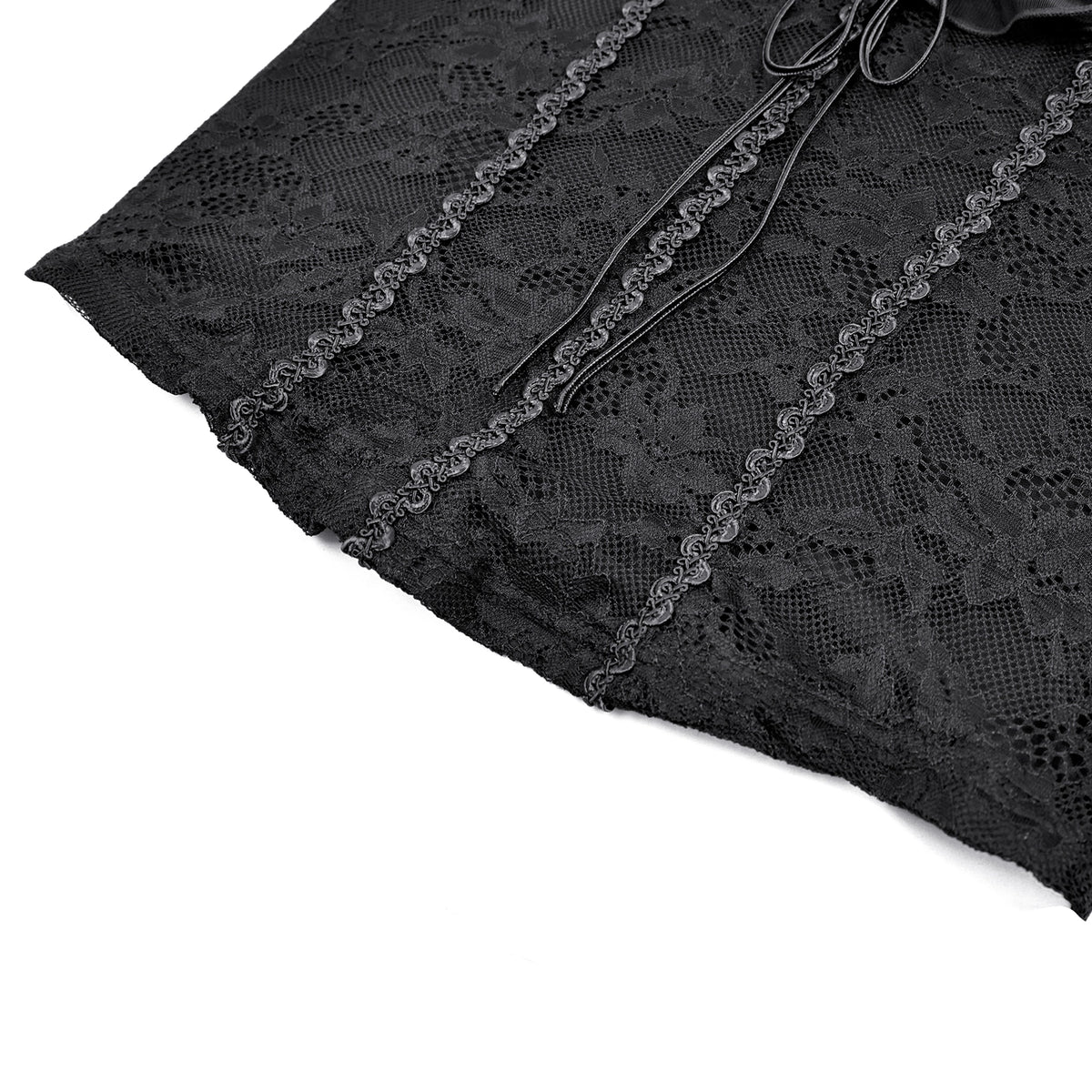 Top Gótico de Encaje Negro con Hombros Descubiertos y Volantes, foto de detalle 2