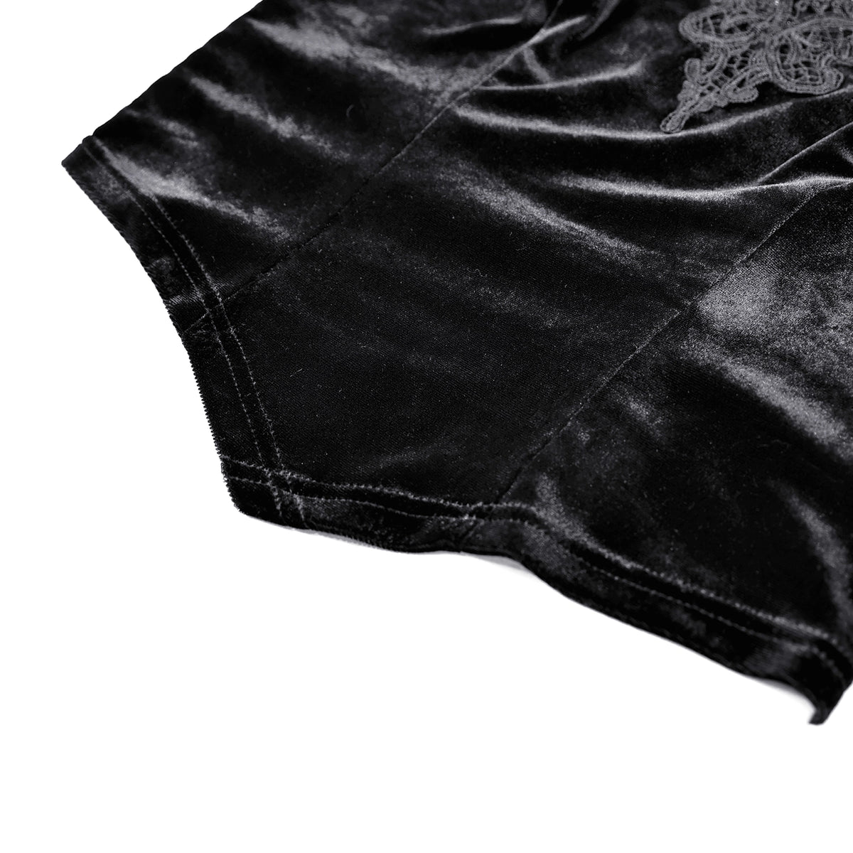 Blusa Gótica de Terciopelo Negro con Mangas Campana y Encaje, foto de detalle 2