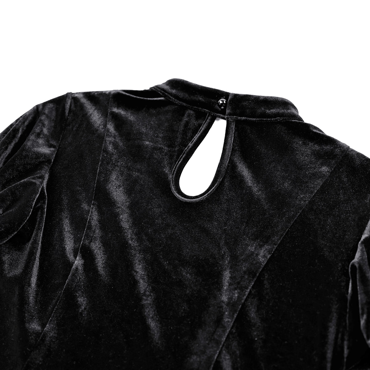 Blusa Gótica de Terciopelo Negro con Mangas Campana y Encaje, foto de detalle 4
