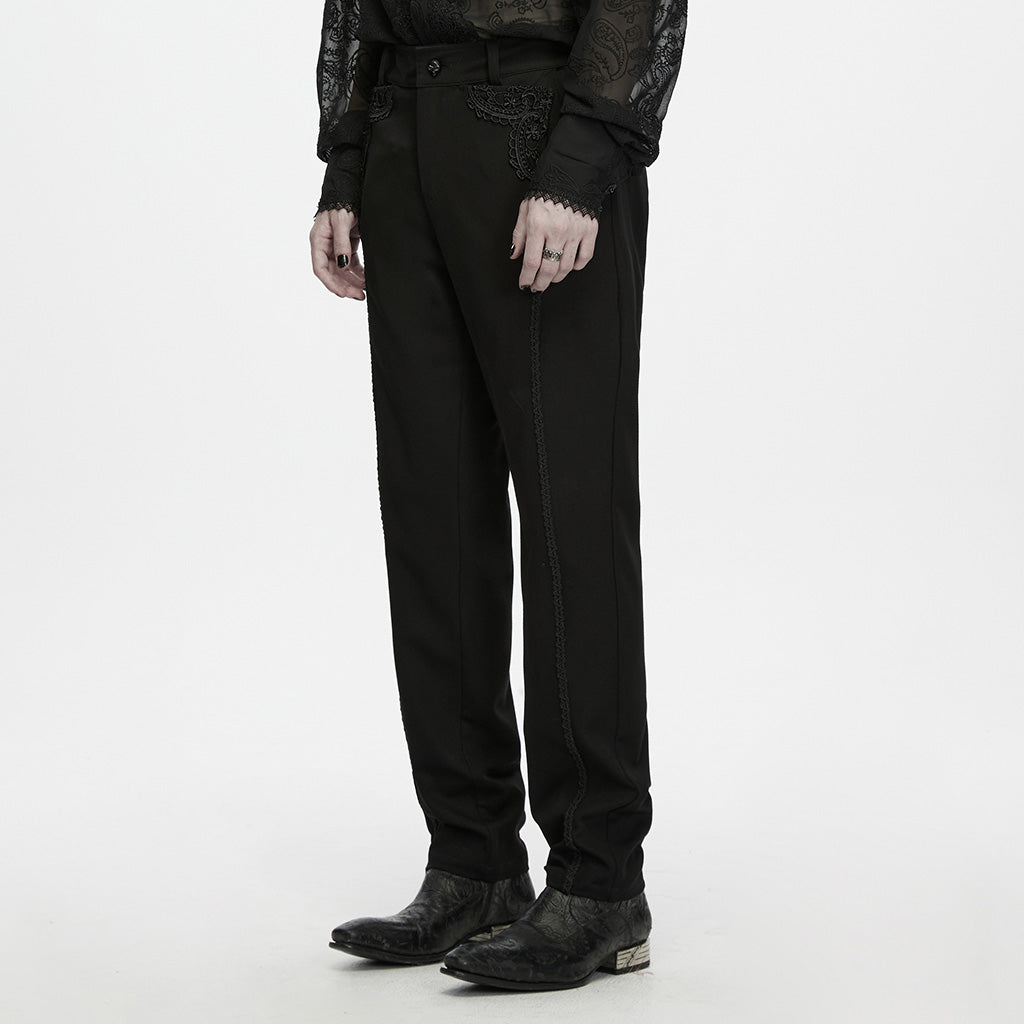 Pantalón de hombre negro con galón lateral, vista de tres cuartos