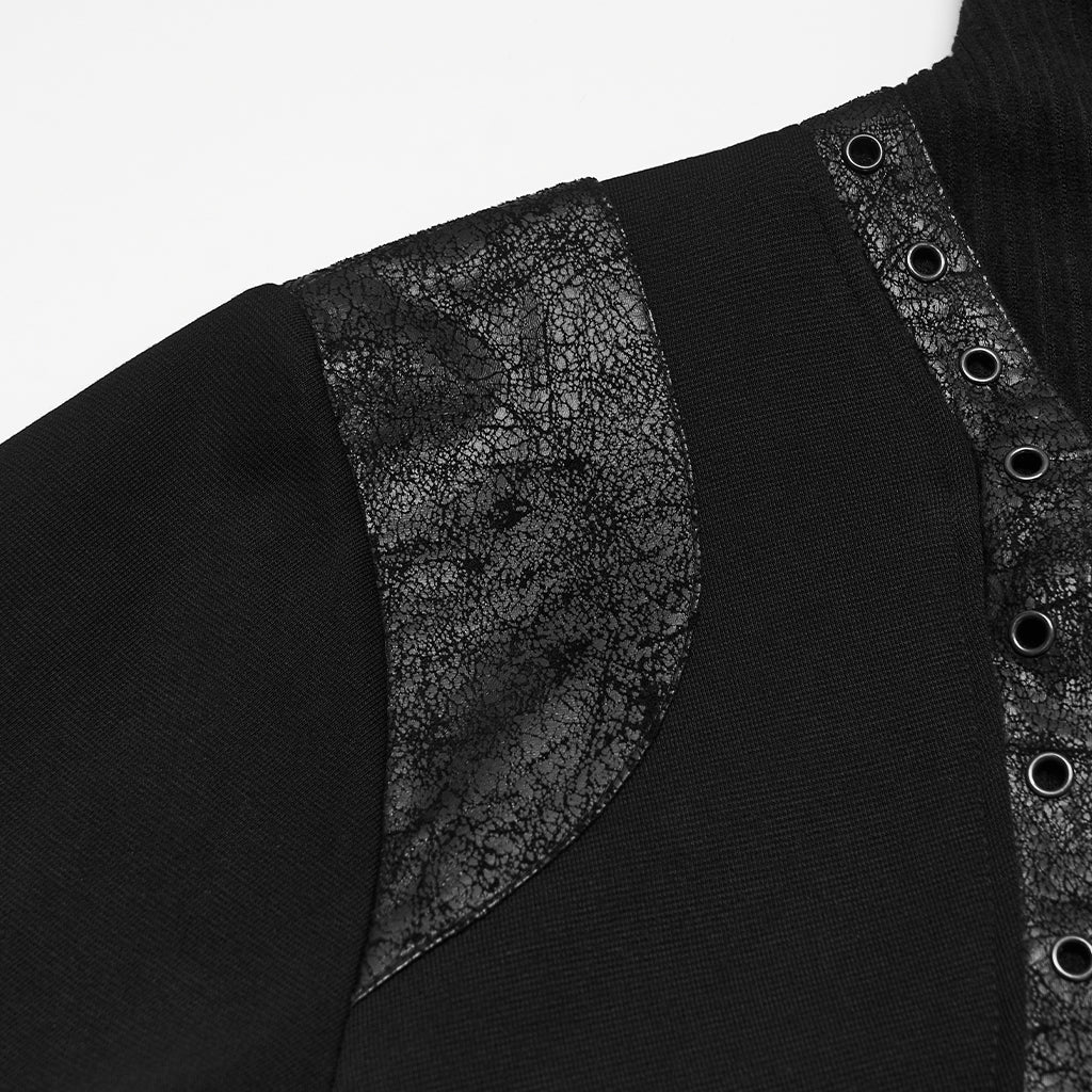 Sudadera Punk Negra de Cuello Alto con Arnés y Tiras Efecto Piel - Punk Rave, foto 7 de 10