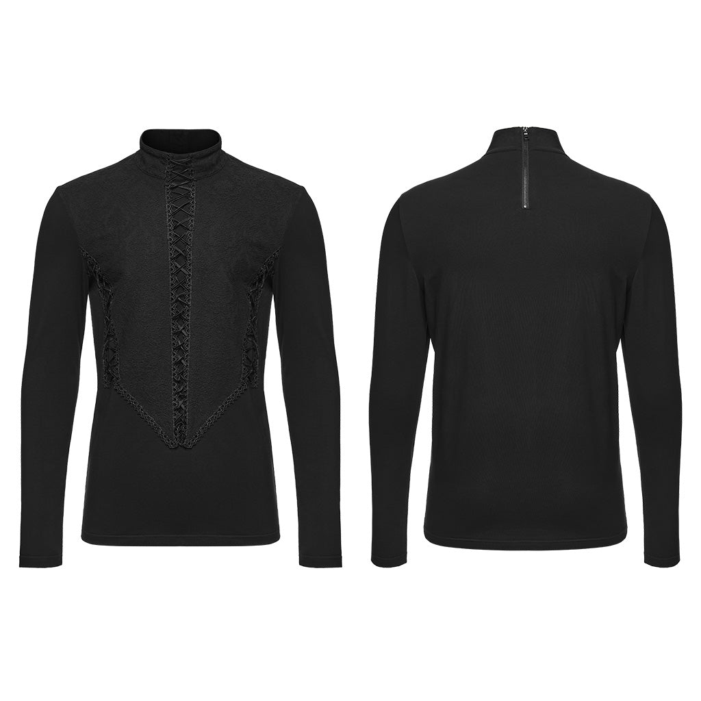 Camiseta con pechera de jacquard en plano, delantero y espalda con cremallera